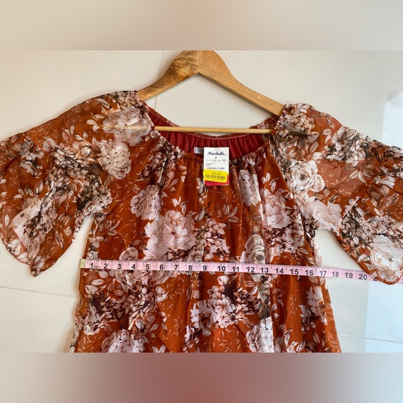 Knee length rust lined flow dress Med - Picture 3 of 5